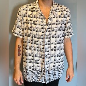 Express Black and White Casual Button Down Shirt